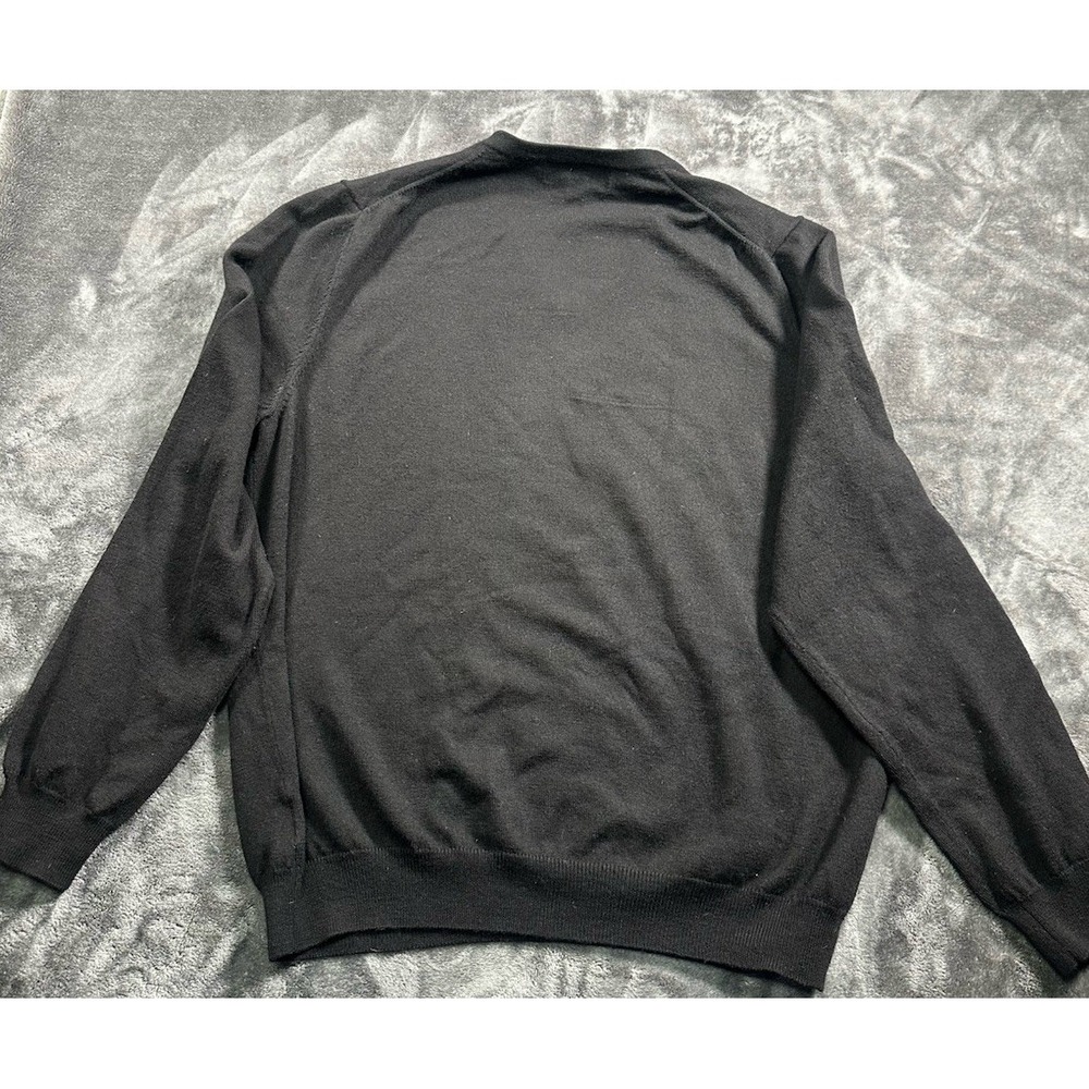 Brooks Brothers Merino Italian  Wool‎ Sweater Men's LARGE V-Neck Pullover Black - Picture 3 of 8